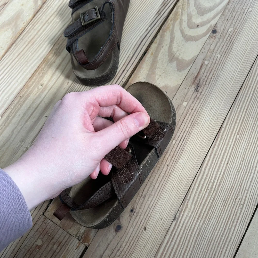 Bruno Toddler Brown Double Strap Buckle Cork Sandals Sz 8M osh kosh‎ hook & loop